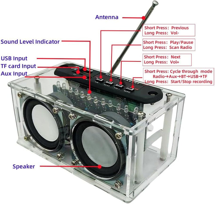 DIY Elektronik Lautsprecher Löten Bausatz,Löt Bausatz Lautsprecherkit Bluetooth mit FM,DIY Elektroni