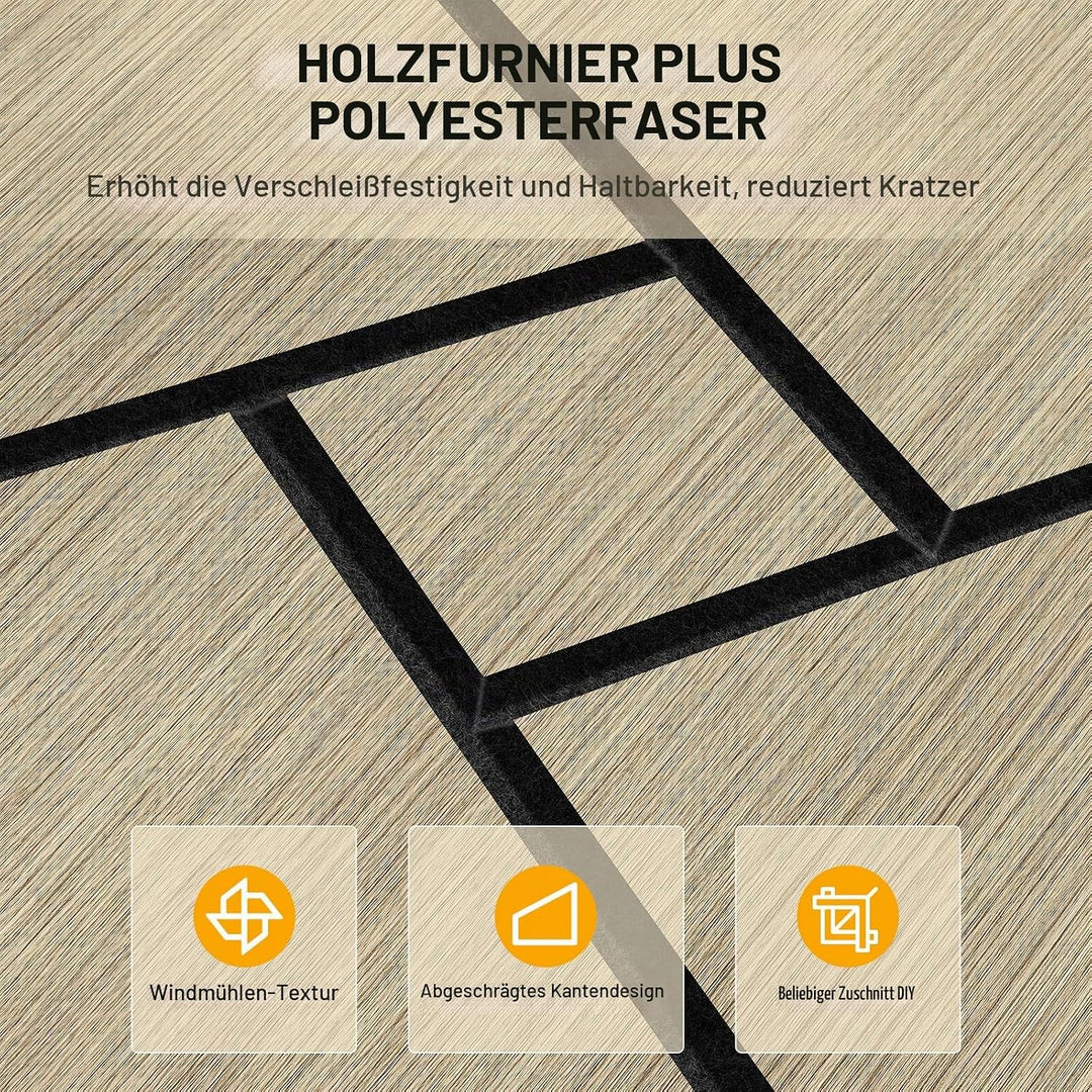 JAMELO Akustikpaneele Holz Furnier 10 Stücke | 30 * 30 * 1.2cm Akustikplatten Selbstklebend 3D Wandp