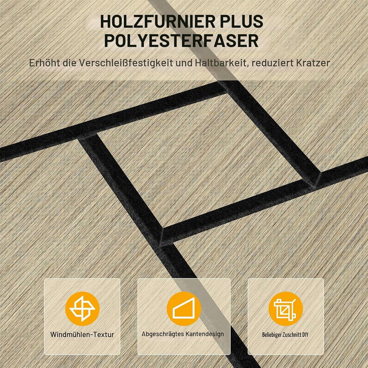 JAMELO Akustikpaneele Holz Furnier 10 Stücke | 30 * 30 * 1.2cm Akustikplatten Selbstklebend 3D Wandp