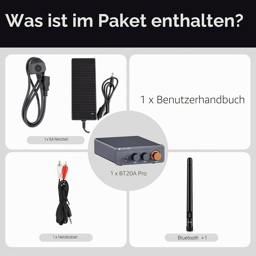 Jancane Bluetooth 5.4 Verstärker, 300 W x 2, kabelloser Mini-Verstärker, Heim-Audio, Stereo, TPA3255