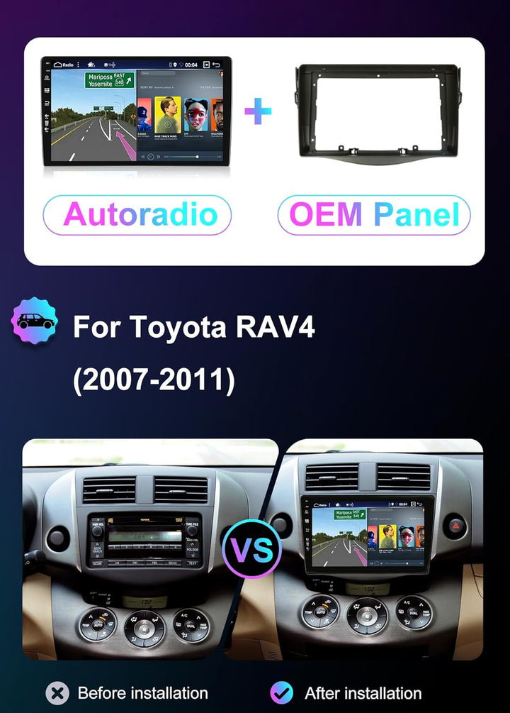 [6GB+128GB] Android 14 Autoradio für Toyota RAV4(2007-2011)-[Integriertes CarPlay/Android Auto/DSP/G