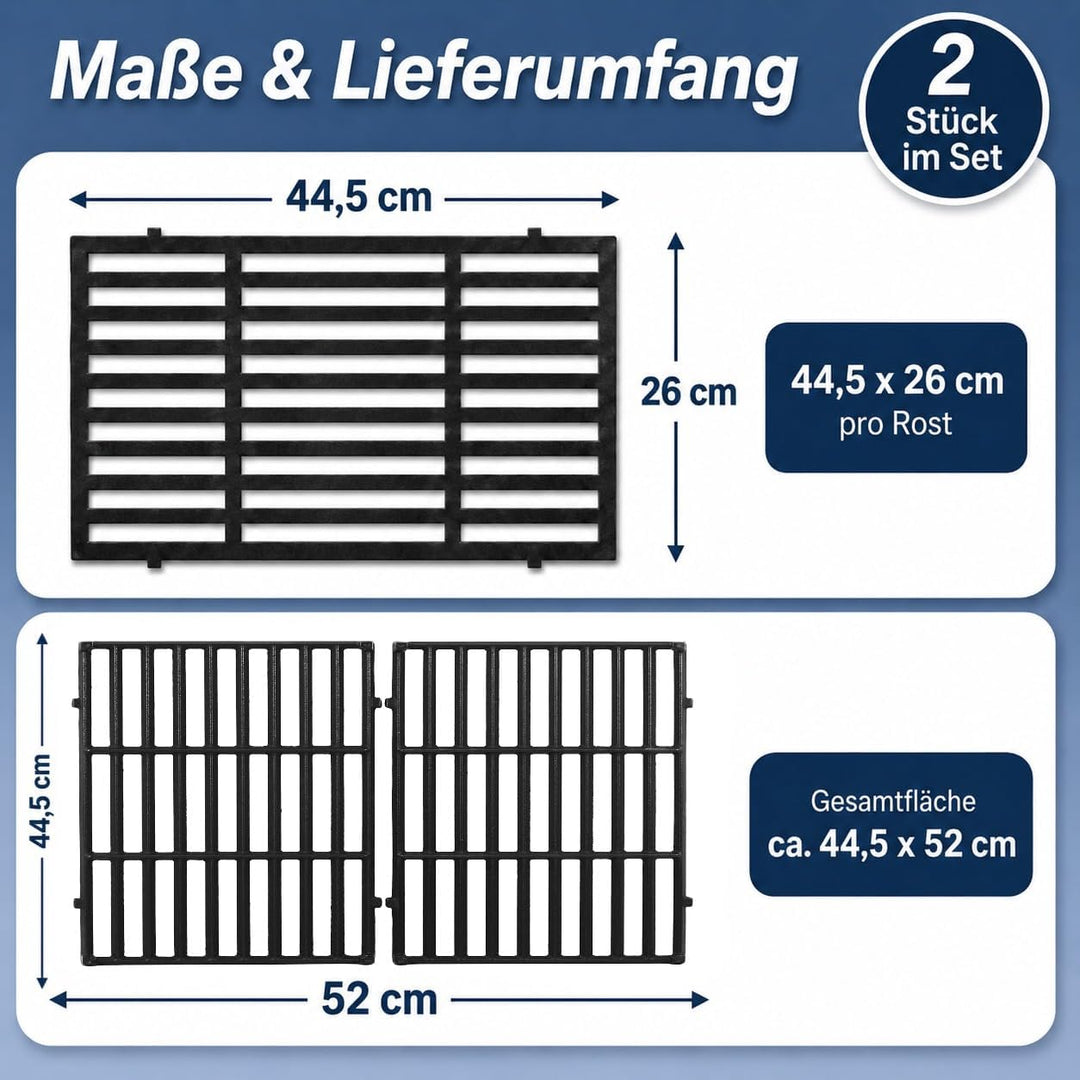 Uniflasy 44,5 x 26cm Gusseisen Grillrost 7637 für Weber Spirit I & II E210, E220, S210, S220 (mit vo