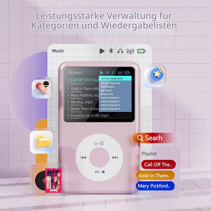 Innioasis Y1 MP3 Player - Zeitlose Klasse: 128 GB, Bluetooth, Video-Player, Hörbücher, FM-Radio und