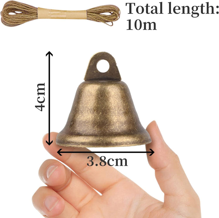 40 Stück Glöckchen zum Basteln, Vintage Glöckchen Bronze mit Hanfseil, Vintage Glocken für Windspiel