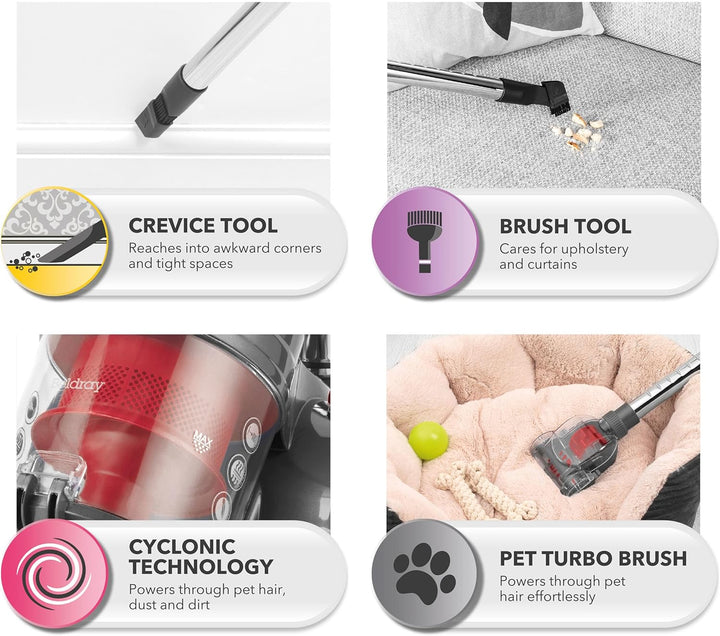 Beldray BEL0700TBVDE kompakter Zylinder-Staubsauger – PET Plus+ beutelloser Vac, leichter Teppichrei