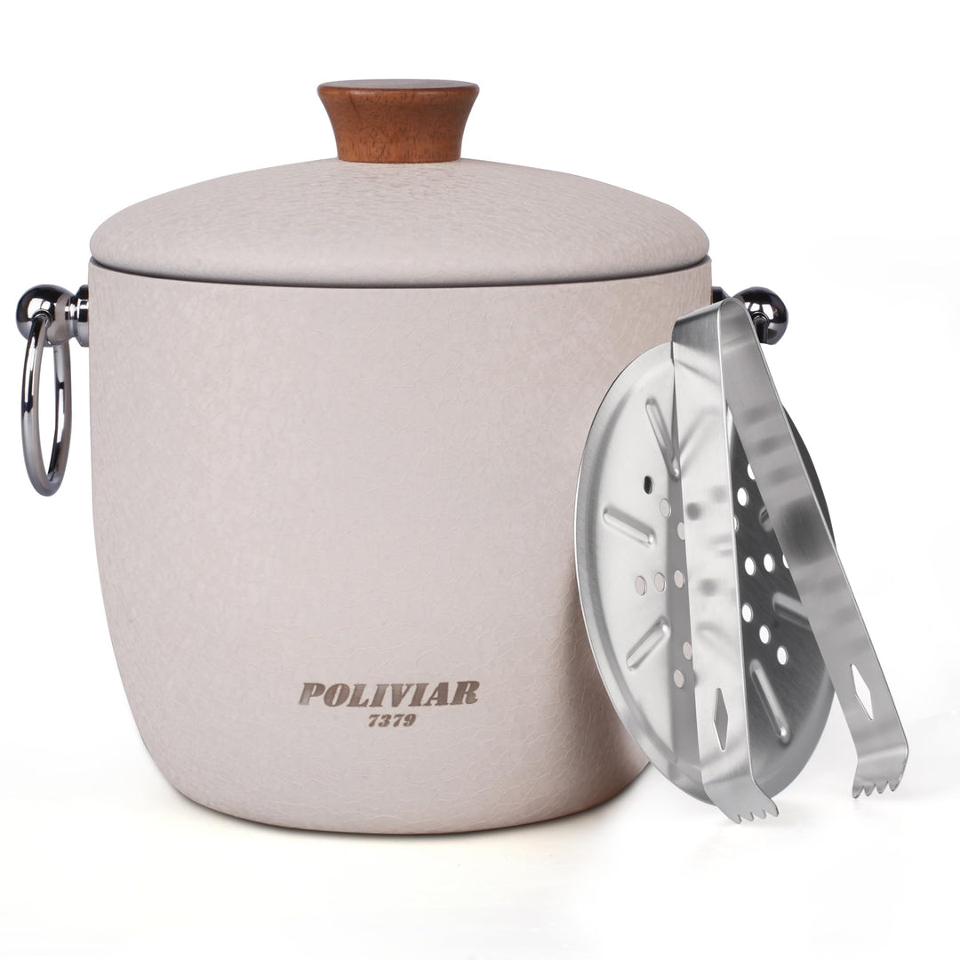 Poliviar Edelstahl Eiswürfelbehälter, 2,5 L Doppelwandiger Eisbehälter, Eiswürfelbehälter mit Deckel