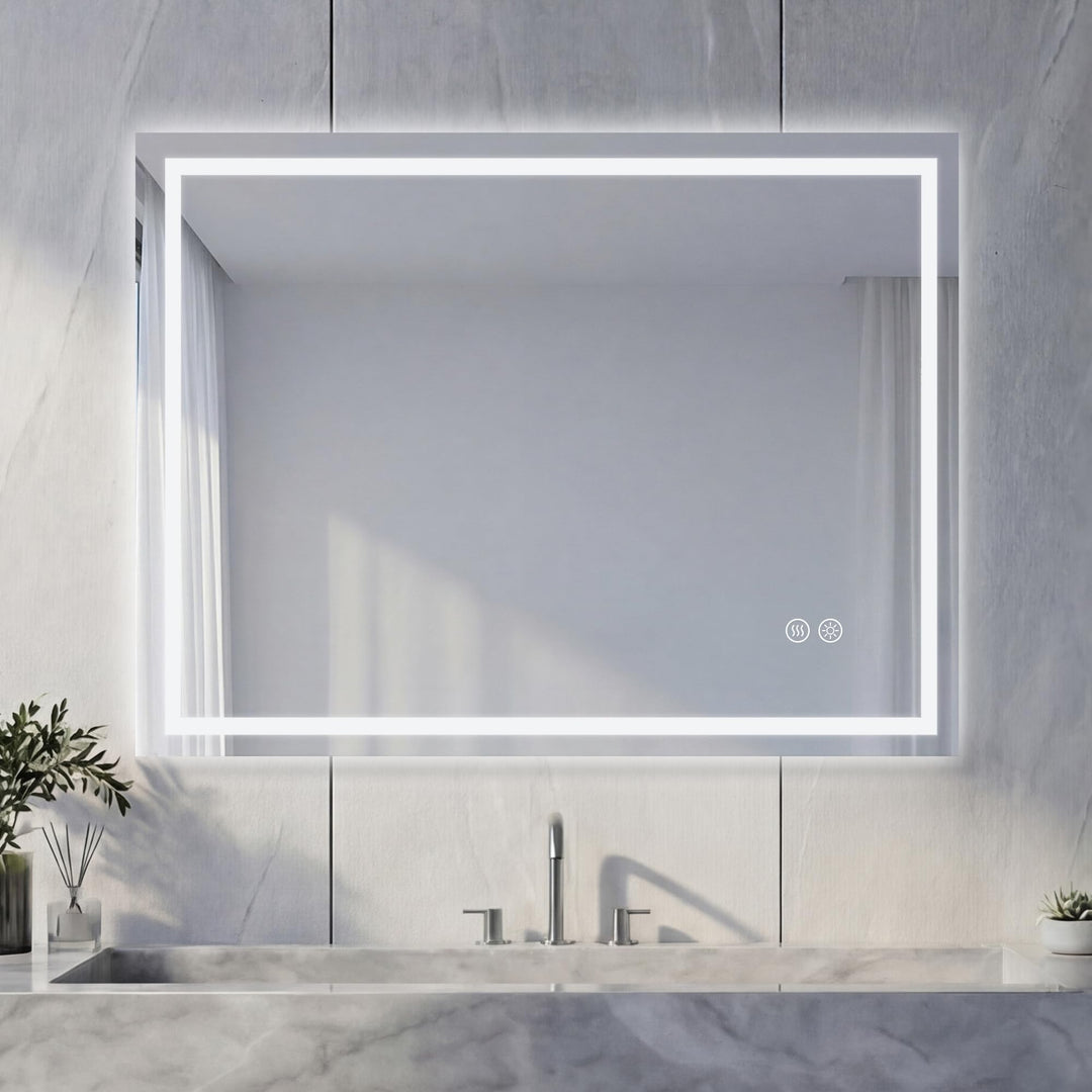 Badspiegel mit Beleuchtung - Wandspiegel mit 3 Farben & Dimmbare Helligkeit, Touch-Schalter mit Anti