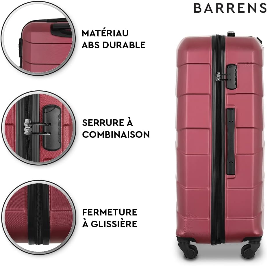 BARRENS Grosser Koffer | Aufgabegepäck | 77x52x29 cm | 90 L | 4x360 Grad Rollen | Flexibler Griff |