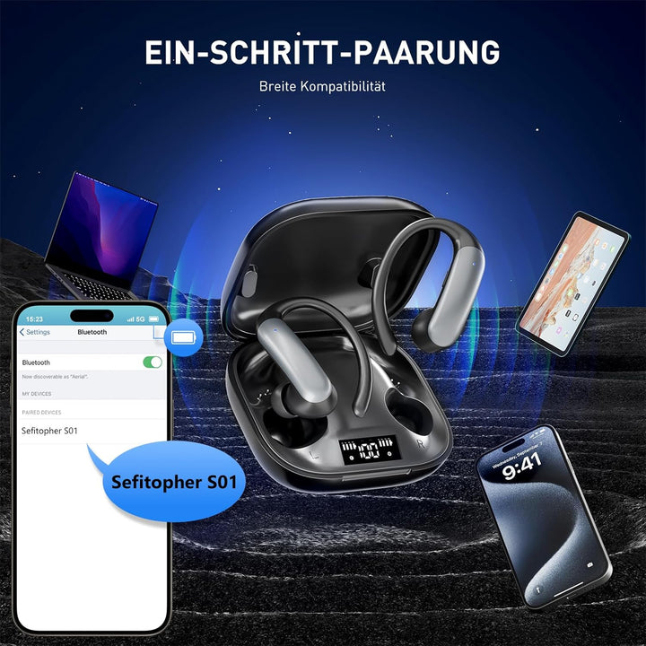 Kopfhörer Kabellos Bluetooth 6.0 in Ear Kopfhörer Sport 32Std 3D-Stereo Tiefer Bass Earpods mit Vers