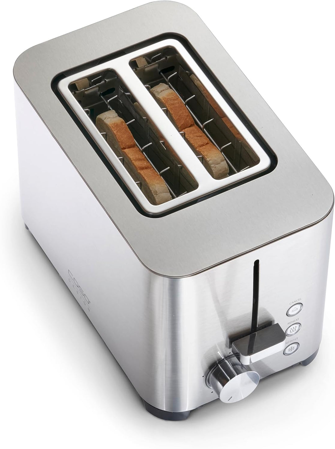 CASO Classico T2 Duo – Edelstahl Toaster für 2 Scheiben, 38 mm breite Schlitze, 5 Bräunungsstufen, L