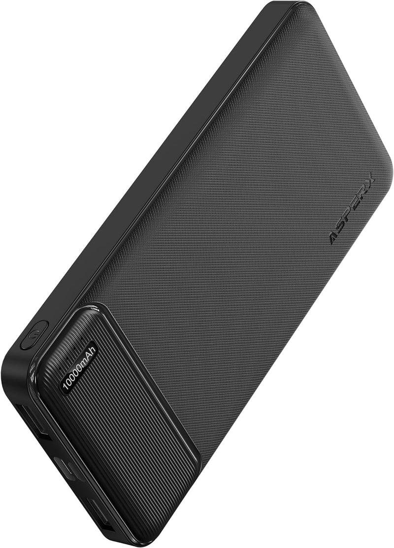 AsperX Power Bank 10000mAh mit USB-C Input & Output Slim Klein Aber Stark Externer Handyakkus,Kompat