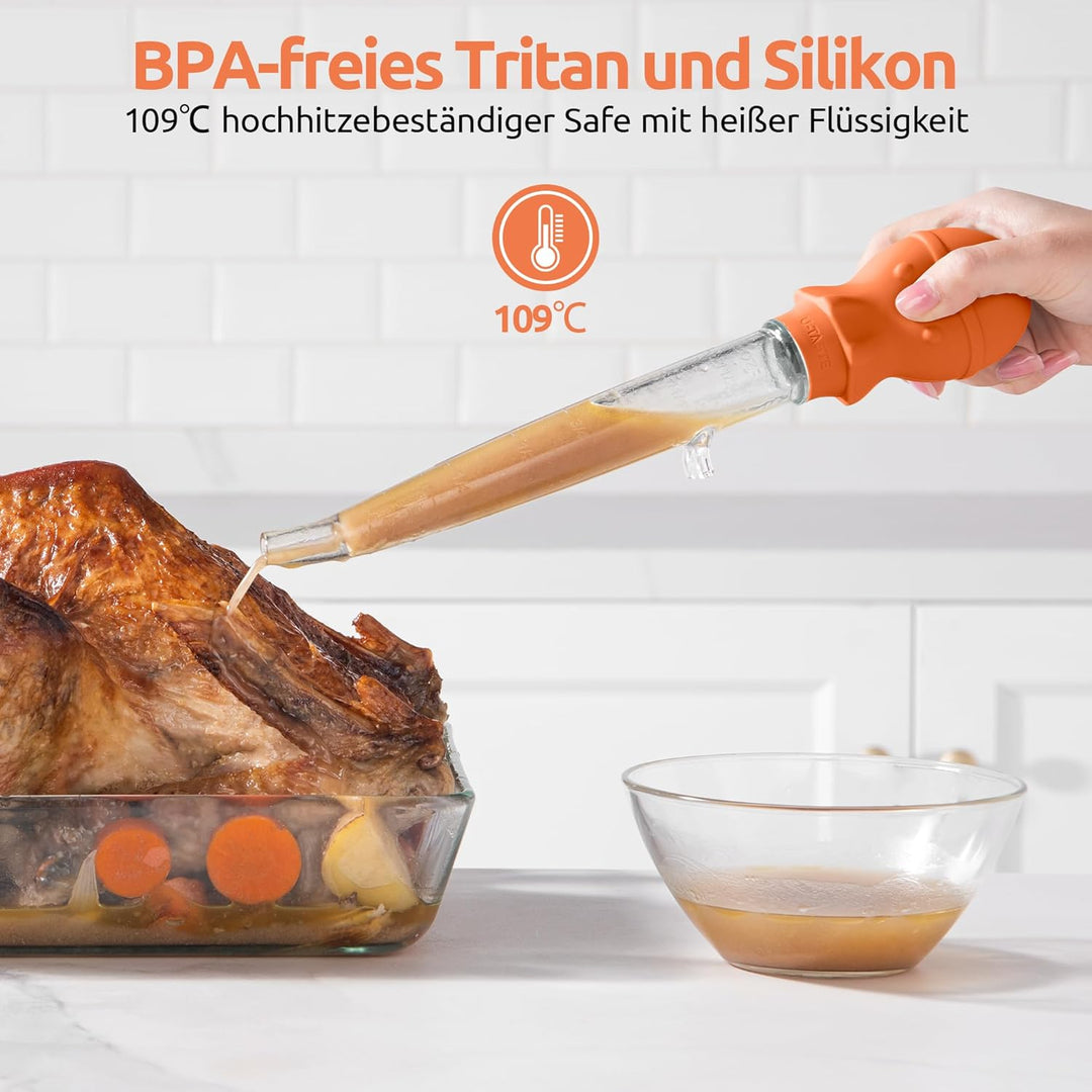 U-Taste 109℃ Hitzebeständige Grosse Abgewinkelte Bratenspritze Tritan Putenfleisch-Fettpipette mit S