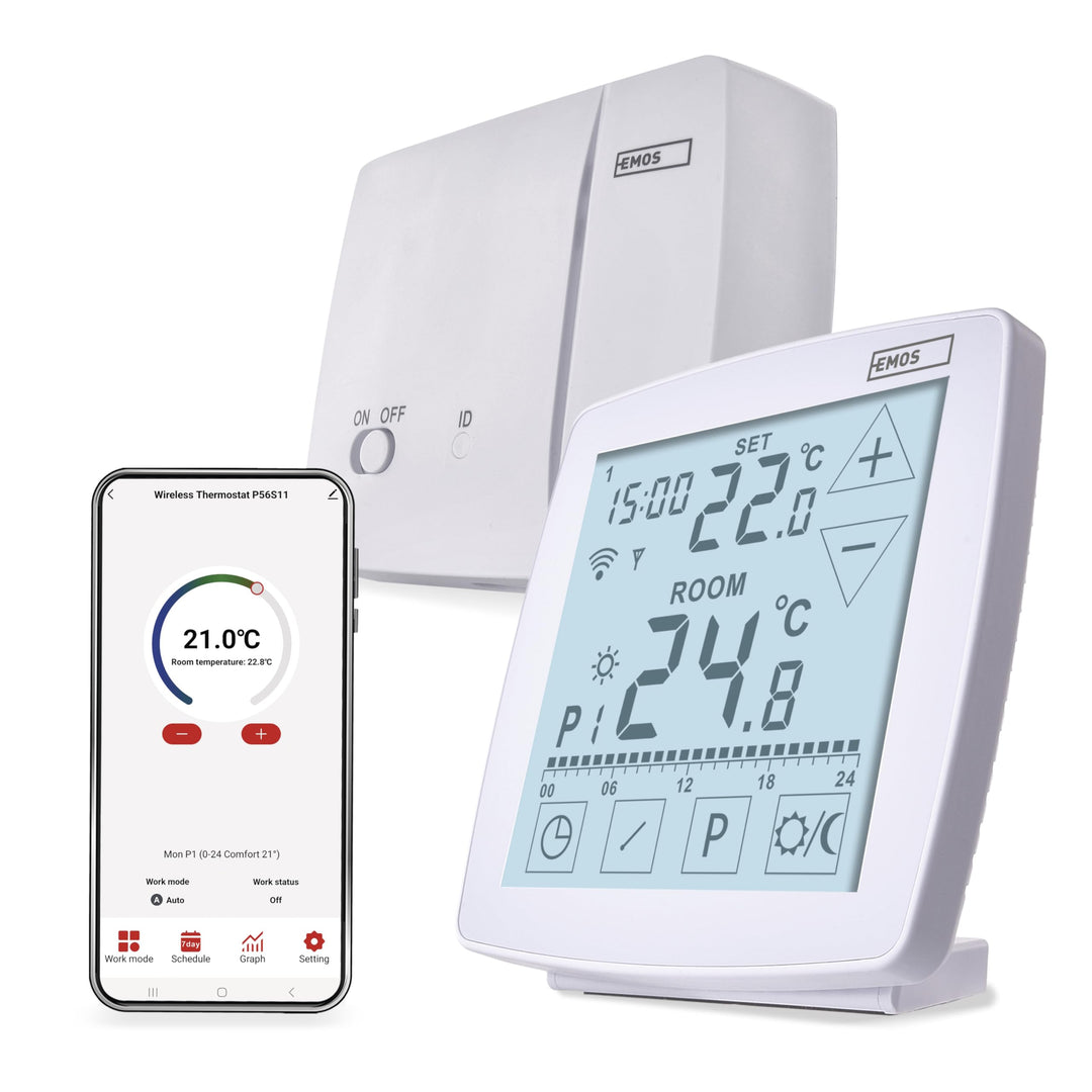 EMOS GoSmart - Smart Home Raumthermostat mit App - WiFi - Open Therm Thermostat - tragbare Steuerein