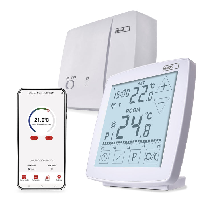 EMOS GoSmart - Smart Home Raumthermostat mit App - WiFi - Open Therm Thermostat - tragbare Steuerein