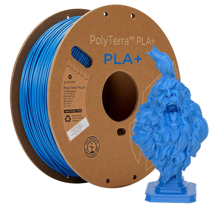 Polymaker PLA+ Filament für 3D-Drucker 1,75 mm (PLA Plus Blue Filament), 1 kg Kartonspule, glänzende