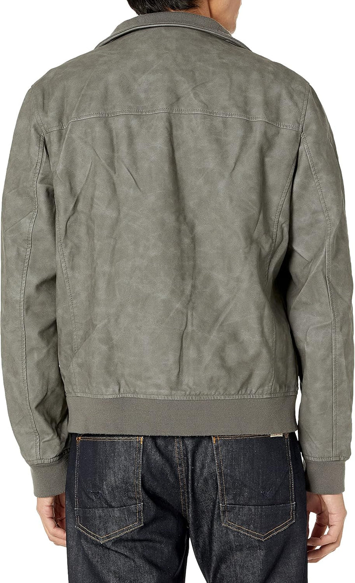 Tommy Hilfiger Herren Herren-bomberjacke aus Glattem Lammleder, Ungefüllt, Winddicht Kunstlederjacke