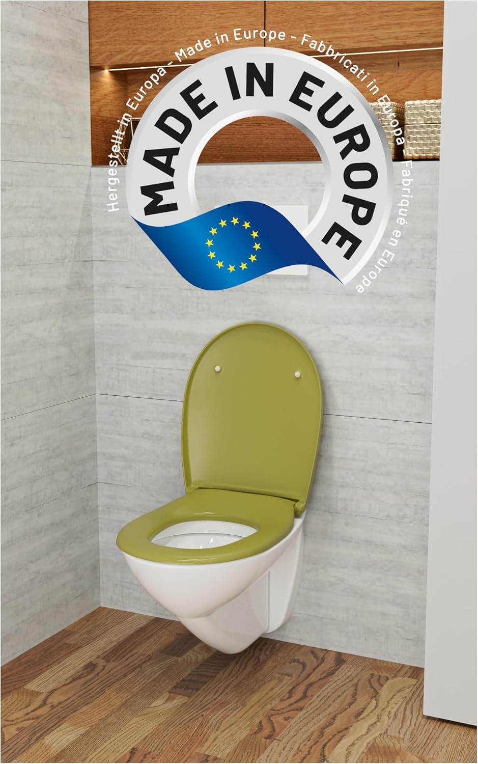 LUVETT® WC-Sitz mit Absenkautomatik C100 oval universell, Toilettendeckel mit 3 Edelstahl Montagelös
