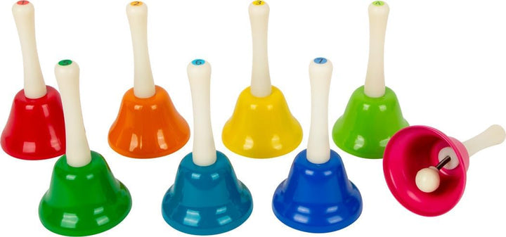 small foot Handglocken-Set, 8 Stück, zur musikalischen Früherziehung, Musikinstrument für Kinder ab