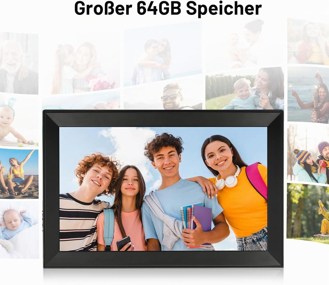 64 GB Digitaler Bilderrahmen mit 15,6-Zoll 1920 * 1080HD, automatischer Drehfunktion, WLAN Digitaler
