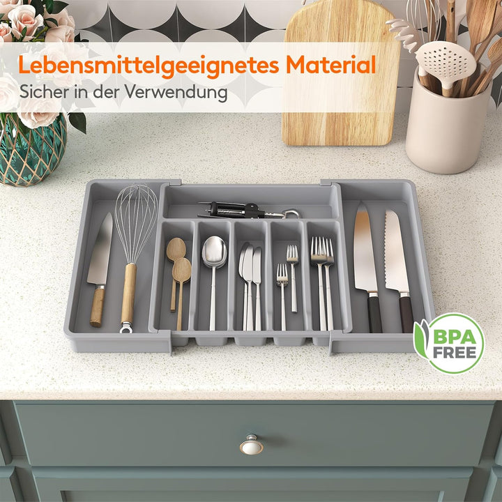 Lifewit Besteckhalter, erweiterbarer Utensilienhalter für Schublade, Verstellbarer Besteckkasten, ko