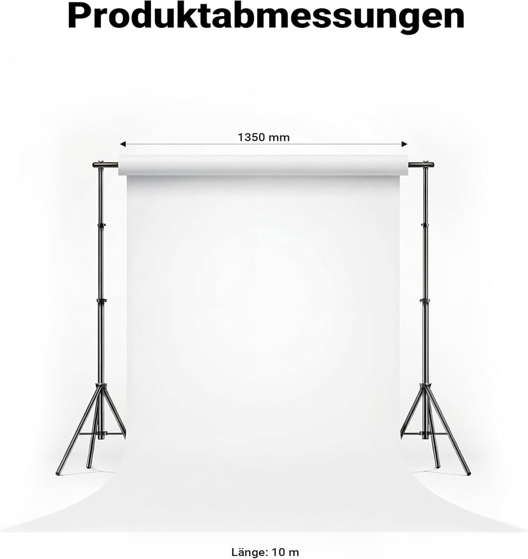 Walimex pro Fotohintergrund aus Karton 1,35x10m, weiss I Fotoleinwand als Backdrop für den professio