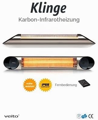 VEITO Blade Design Infrarot Heizstrahler, 2000 Watt, Fernbedienung, 4 Heizstufen Dimmer, Wintergarte