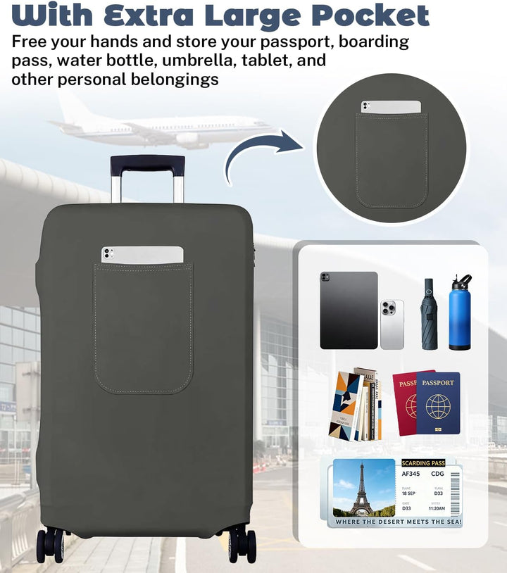 Morbuy Elastisch Kofferschutzhülle, Gross Kofferhülle Grau mit Reissverschluss, Suitcase Luggage Cov