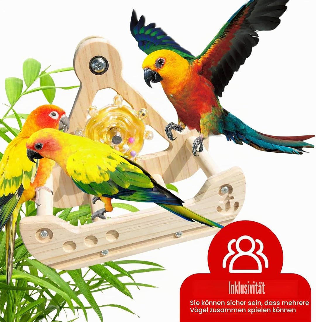 Vogelstange Spielzeug Interaktives Drehbares Spielzeug Holz Papagei Sitzstangen Vogelkäfig Zubehör S