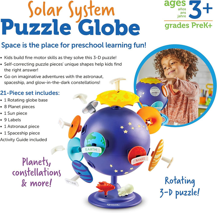 Learning Resources Steckkugel „Sonnensystem“, MINT-Spielzeug für Kinder, Weltraumdeko, Lernspielzeug