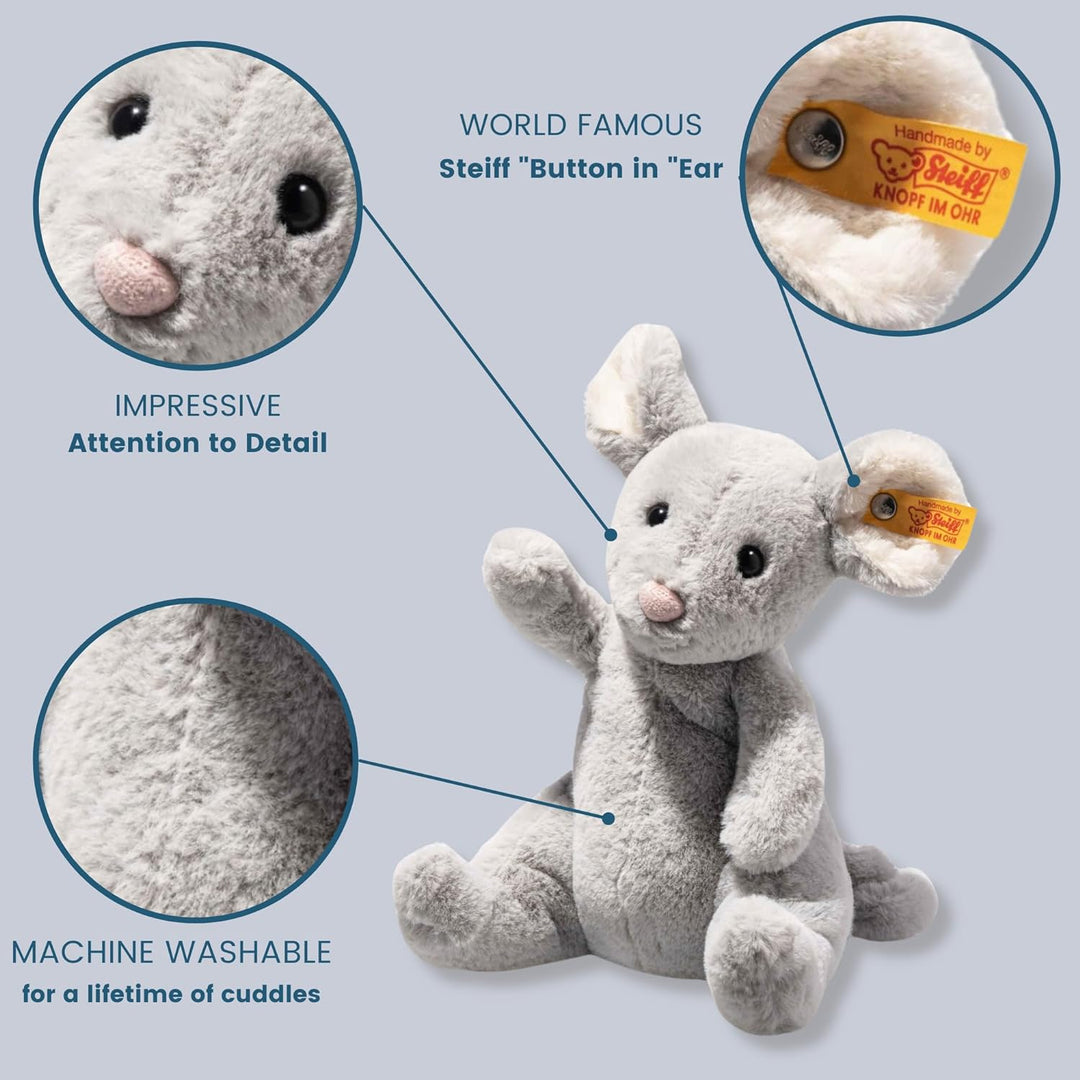 Steiff 056246 Soft Cuddly Friends Cheesy Maus, Gray Violet, 19cm