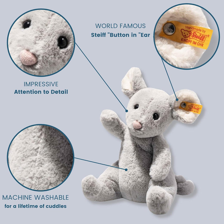 Steiff 056246 Soft Cuddly Friends Cheesy Maus, Gray Violet, 19cm