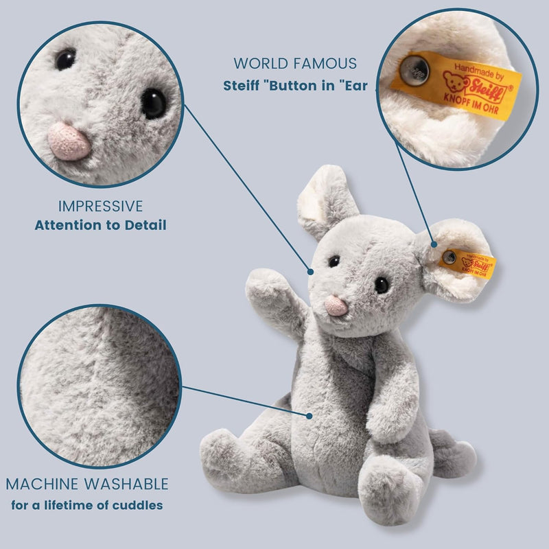 Steiff 056246 Soft Cuddly Friends Cheesy Maus, Gray Violet, 19cm