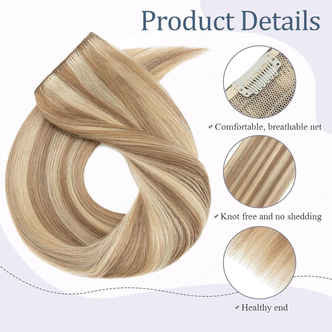 Haarteile Echthaar Clip in Extensions Echthaar 1Pc 5Clips Dick Haarverlängerung 7A Human Hair Weich