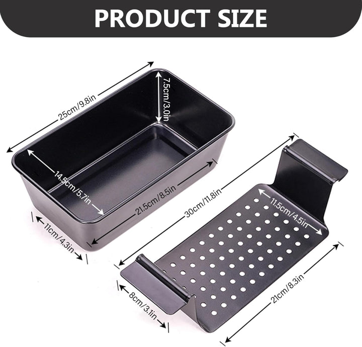 Hackbratenpfanne mit Abtropfschale, antihaftbeschichtete Hackbratenpfanne aus Karbonstahl mit Abtrop