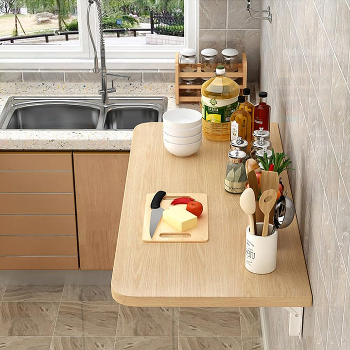 Supfine Klappbarer Wandtisch aus Holz, klappbarer Wandschreibtisch mit Halterungen, Esstische, multi
