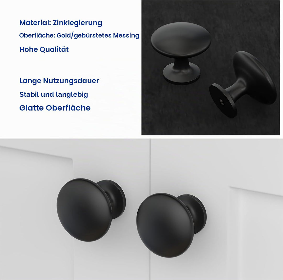 LONTAN 20 Stück Küchenknöpfe Schwarz Möbelknöpfe Schwarz Schrankknöpfe Modern Türknopf Schwarz Schub
