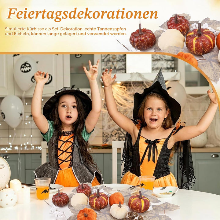 Funzhan 30 PCS Künstliche Kürbisse Set Realistische Kürbisattrappen in verschiedenen Grössen aus Kie