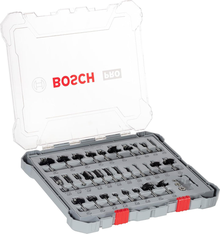 Bosch Professional 30tlg. Fräser Set Mixed (für Holz, für Oberfräsen mit 6 mm Schaft) 30 tlg. | Mixe