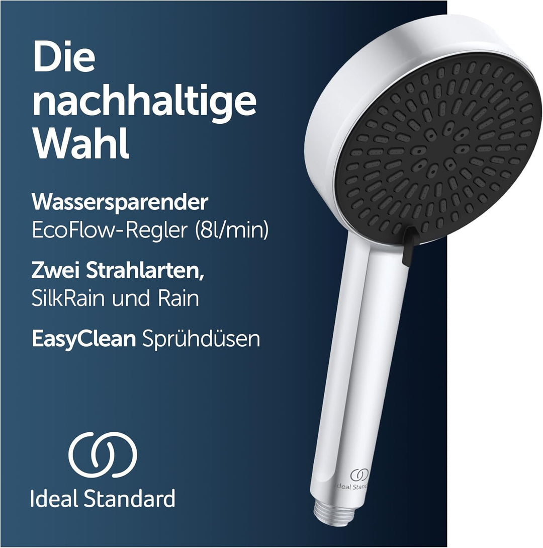 Ideal Standard Idealrain Alu+ 2-Funktionshandbrause, mit zwei Strahlarten (Rain und SilkRain) per Dr