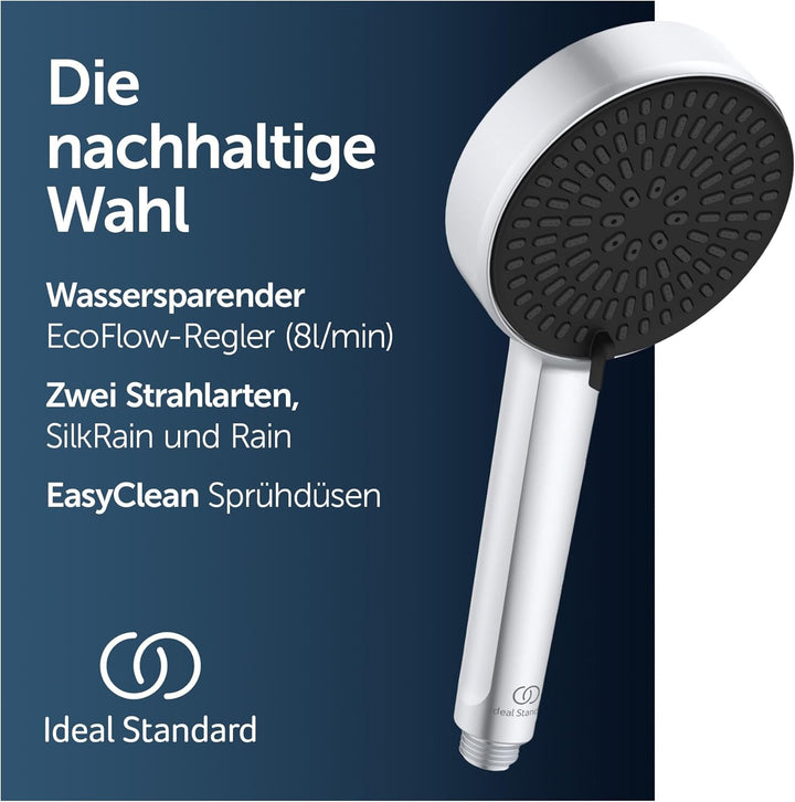 Ideal Standard Idealrain Alu+ 2-Funktionshandbrause, mit zwei Strahlarten (Rain und SilkRain) per Dr