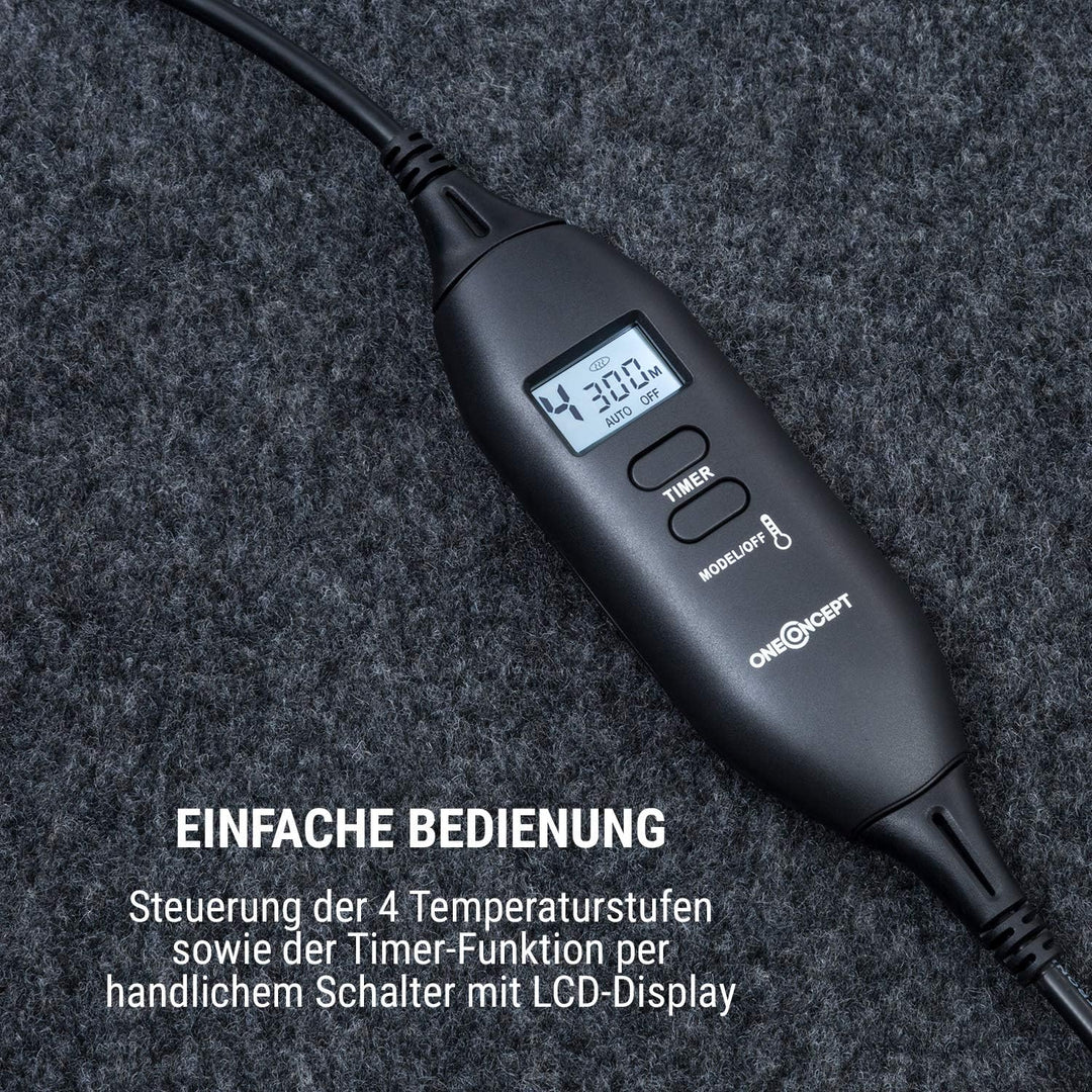 oneConcept Magic Carpet DLX Heizmatte Heizteppich, 60 x 70 cm, Leistung: 100 Watt, 4 Temperaturstufe