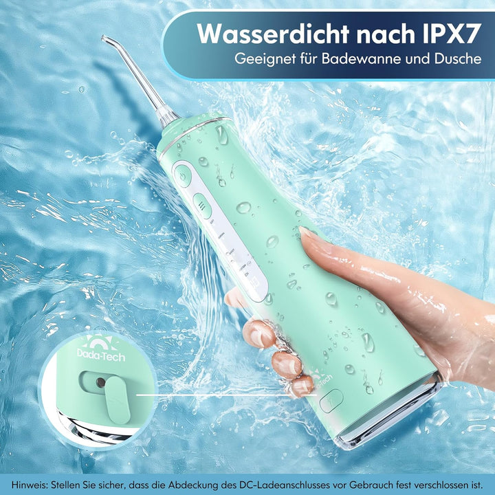 Munddusche Kabellos, Water Flosser for Teeth Mit 4 Modi & 8 Anpassbaren Stufen 7 Düsen 300ML Tank Mu