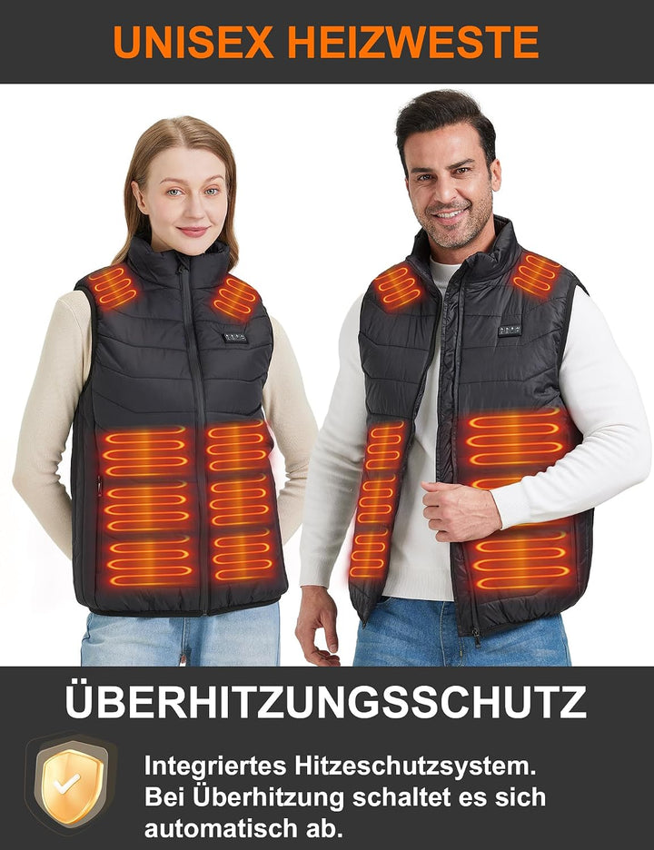 Beheizbare Weste Herren und Damen with 26 Heizbereiche – Heizweste with Kompatibel mit 5V/7.4V, schn