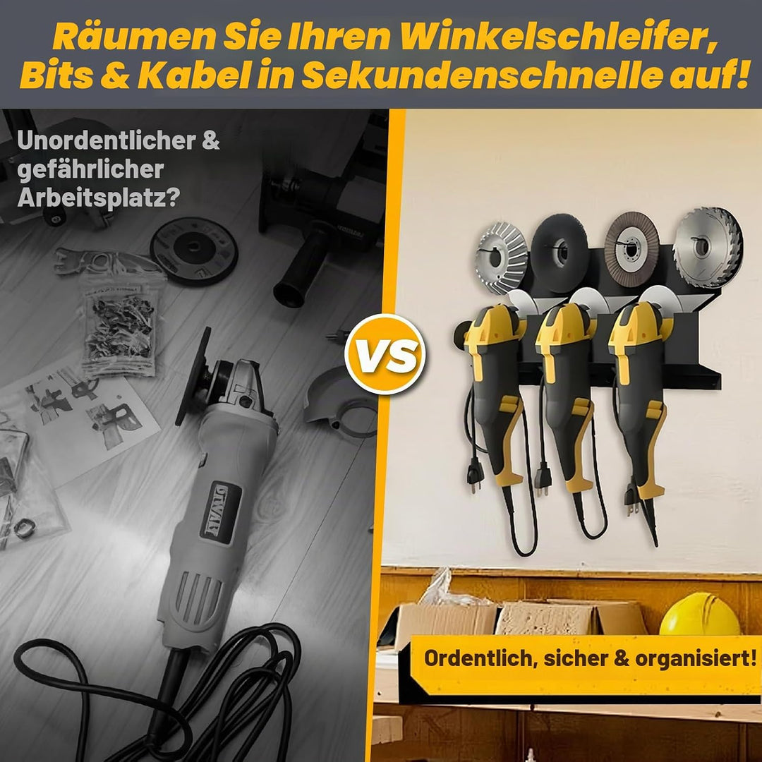 2-in-1 Winkelschleifer Halterung,Tragfähigkeit 66LB,3 Fächern,Winkelschleifer Halter Wandhalterung f