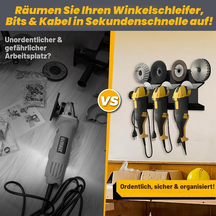 2-in-1 Winkelschleifer Halterung,Tragfähigkeit 66LB,3 Fächern,Winkelschleifer Halter Wandhalterung f