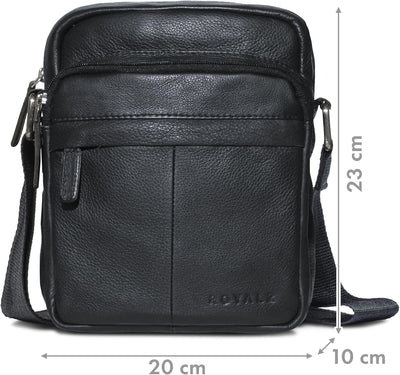 ROYALZ 'Phoenix' Umhängetasche Herren Leder klein kompaktes Design Ledertasche Schulter-Tasche Messe