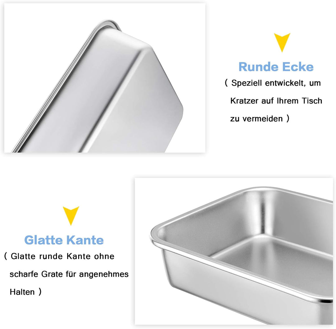Homikit Auflaufform, Edelstahl Rechteckig Backform Kuchenform Ofenform Gross, 32,5 x 25,5 x 8 cm, Pe