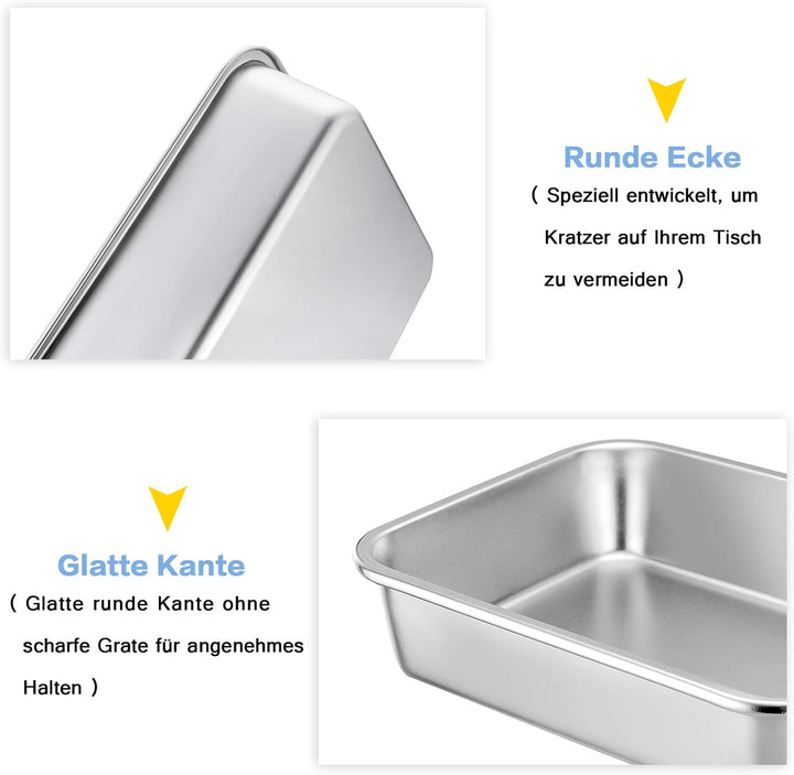 Homikit Auflaufform, Edelstahl Rechteckig Backform Kuchenform Ofenform Gross, 32,5 x 25,5 x 8 cm, Pe