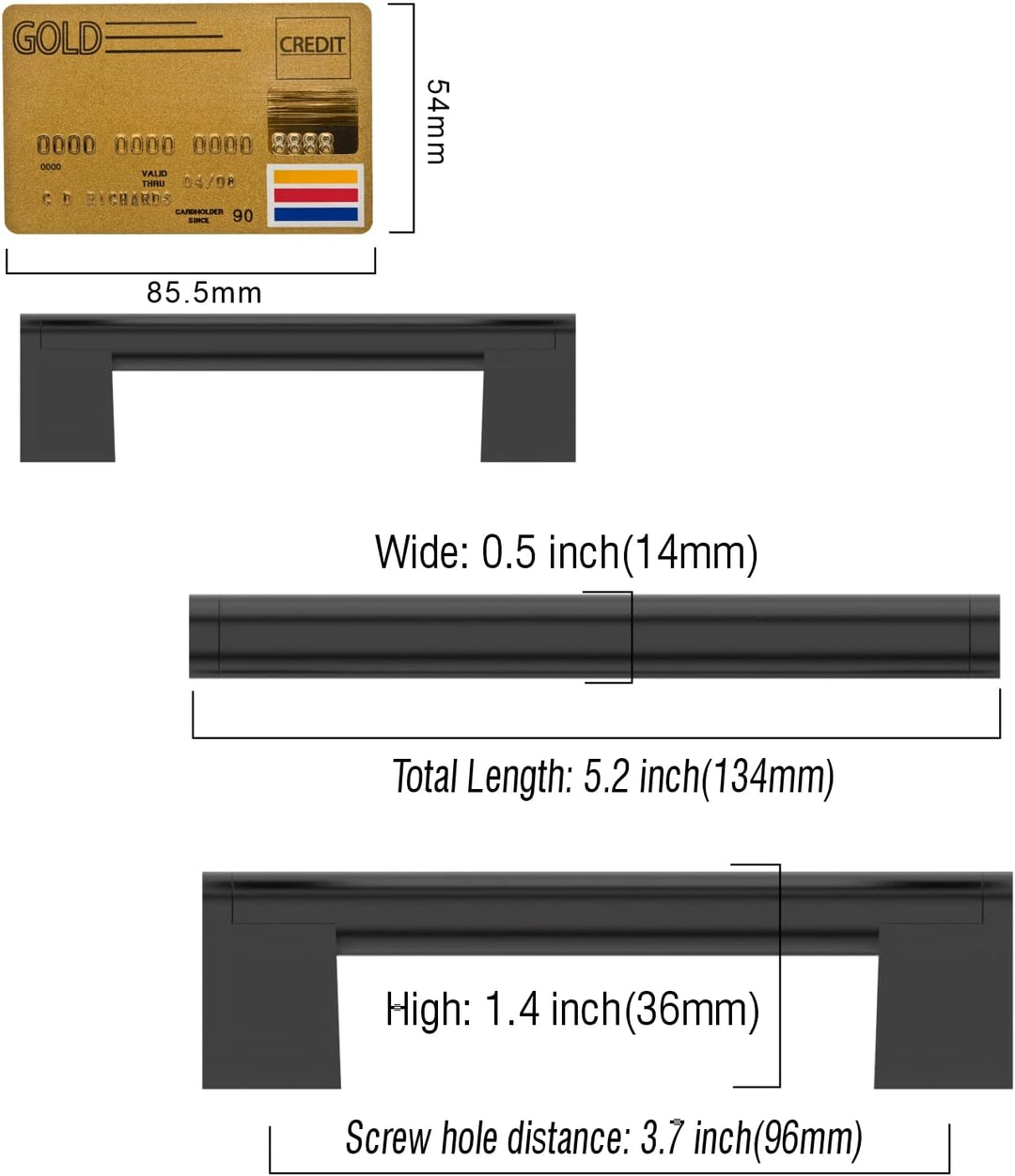 Amerdeco 10 Stück Möbelgriffe Edelstahl Schwarz 96mm Lochabstand Schrankgriffe für Küche, Schubladen