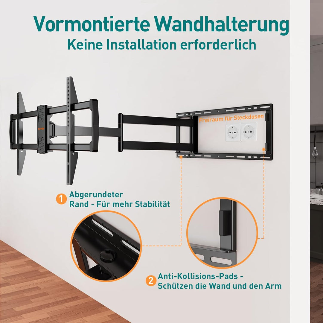 ELIVED TV Wandhalterung mit 1027mm Extra Langer Arm für die meisten 42-90 Zoll Fernseher bis 68KG, S
